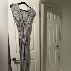 Black and white stripe cropped jumpsuit